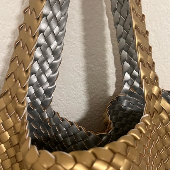 Woven Golden Faux Leather Tote - Picture 6 of 6